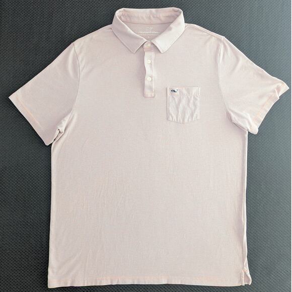 Vineyard Vines Performance Polo Shirt Men’s XL Pink White Striped Golf Stretch - Picture 3 of 8